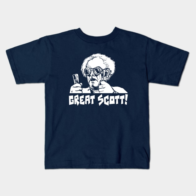 Great SCOTT! Doc Brown Illustration Kids T-Shirt by CatsandBats